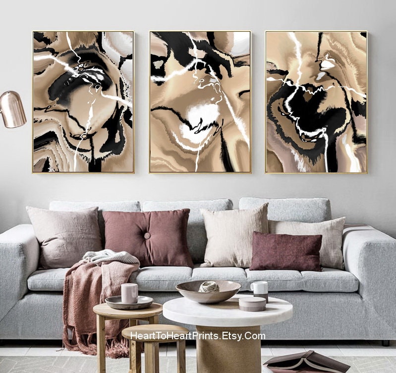 Earth Tone Abstract Painting PRINTABLE Wall Art Set of 3 Etsy