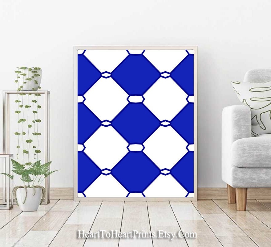 Navy Blue Geometric Print Navy Geometric Wall Art Geometric Etsy