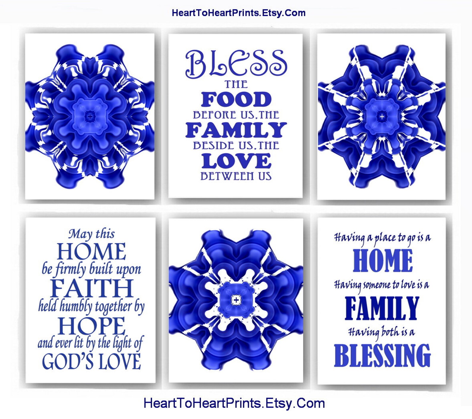 Blue Kitchen Wall Art Set of 12 PRINTABLE Royal Blue Dining Etsy
