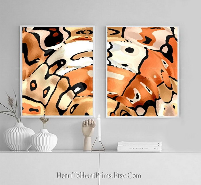 Abstract Wall Art Orange Black Abstract Painting Printable Etsy