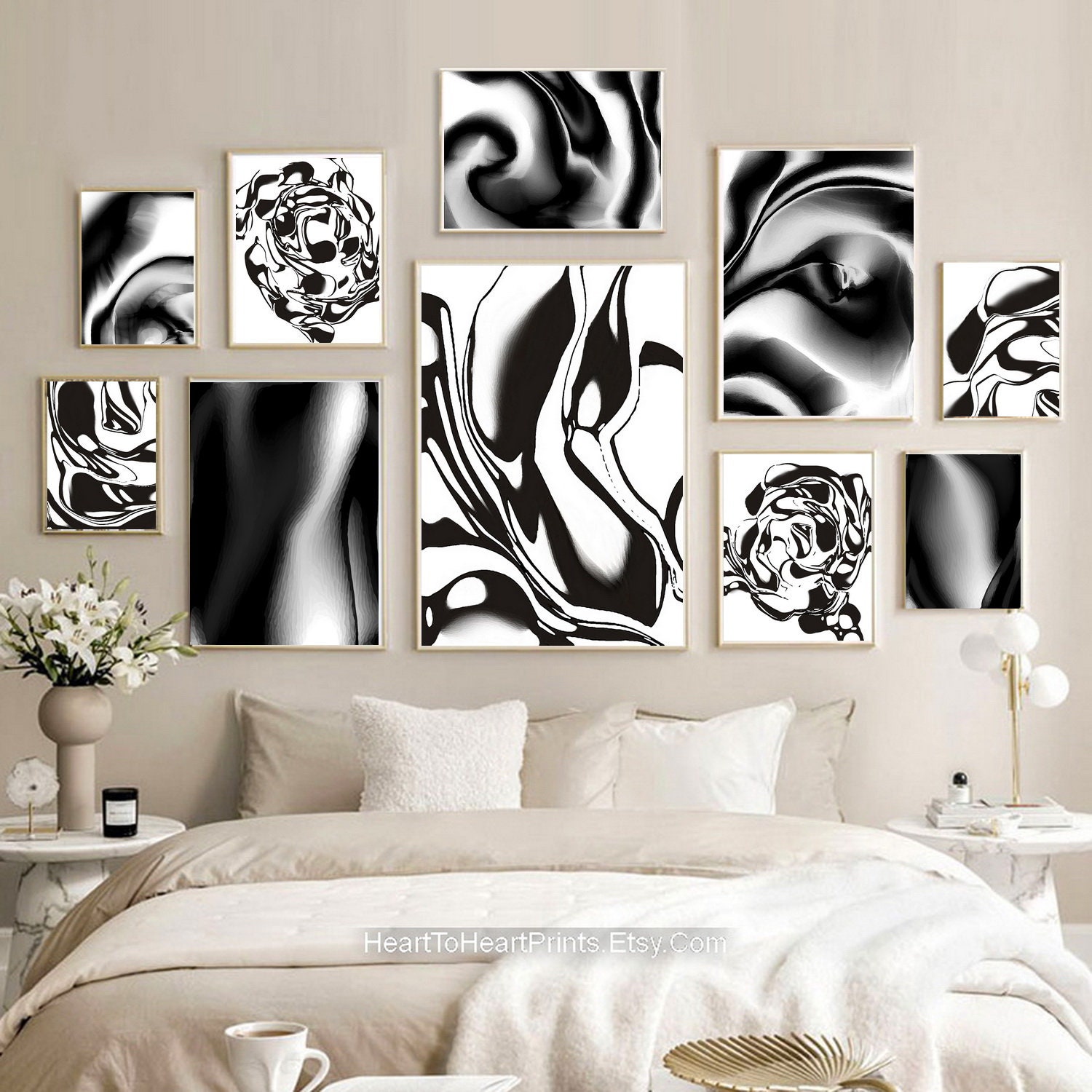 Black and White Minimalist Abstract PRINTABLE Wall Art Set of - Etsy