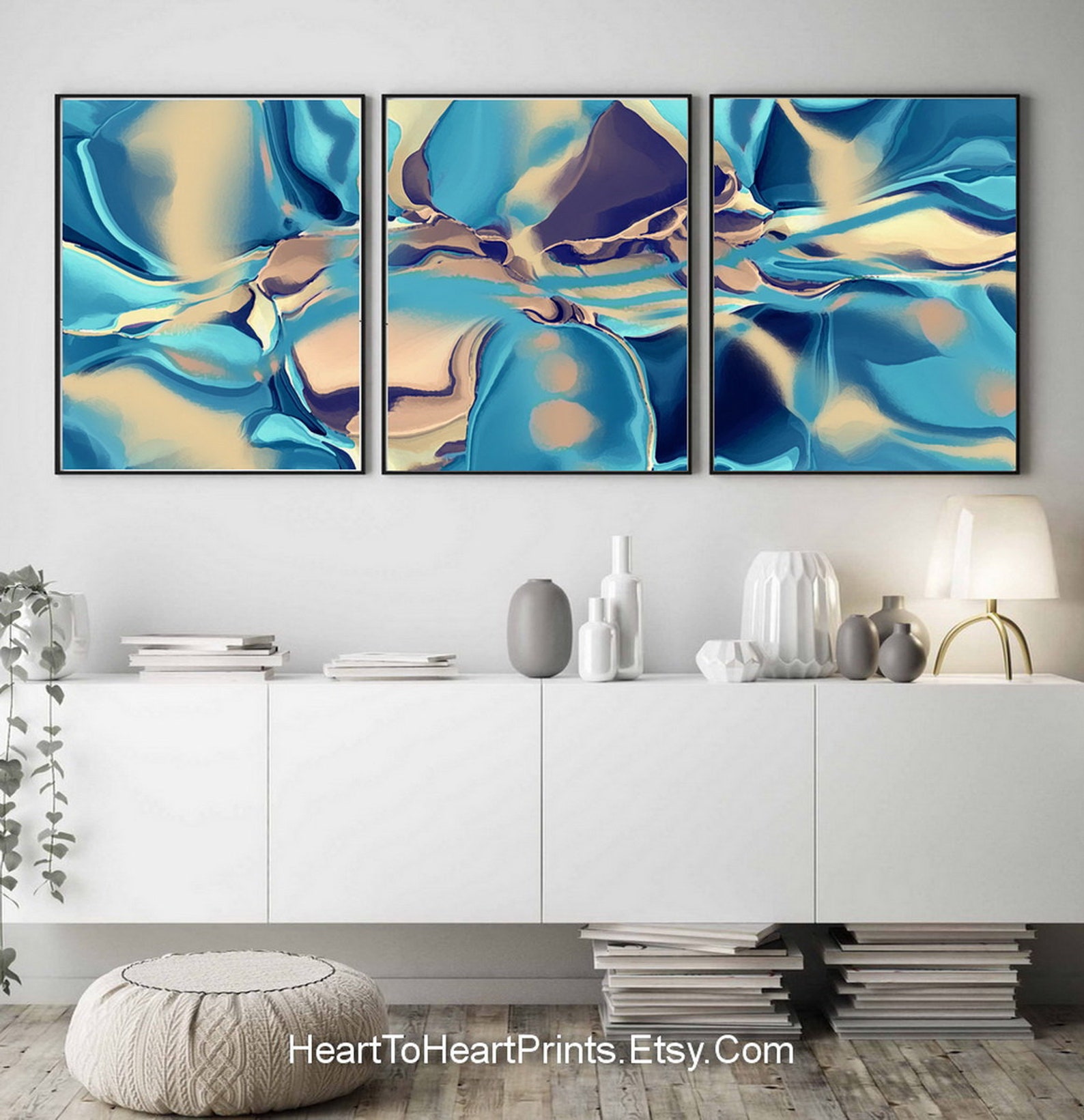 Emerald Gold Abstract Painting PRINTABLE Wall Art Set of 3 - Etsy