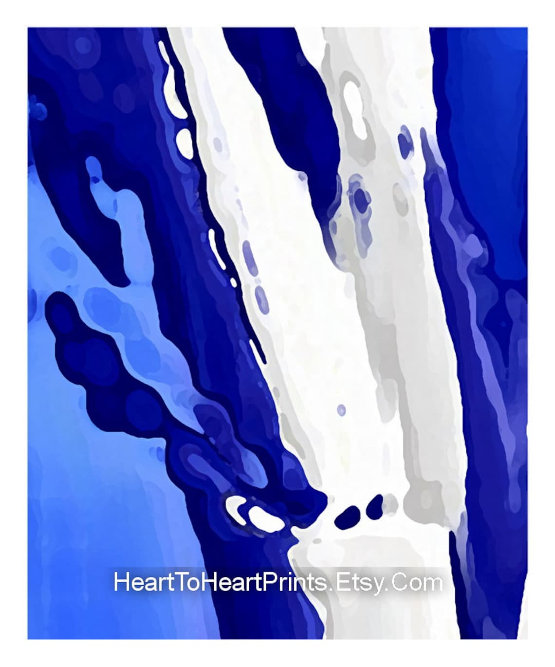 Blue Abstract Wall Art Set of 3 Prints Royal Blue Navy White Etsy