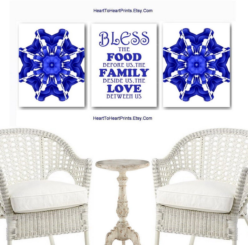 Blue Kitchen Wall Art Kitchen Downloadable Prints Cobalt Blue Etsy