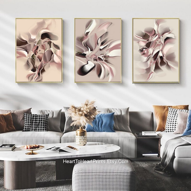 Pastel Abstract Painting PRINTABLE Wall Art Set Neutral Etsy