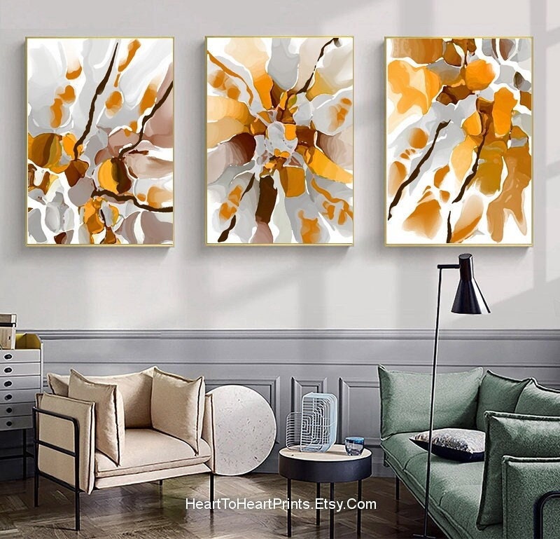Orange Gray Abstract Painting Downloadable Canvas Large Wall - Etsy