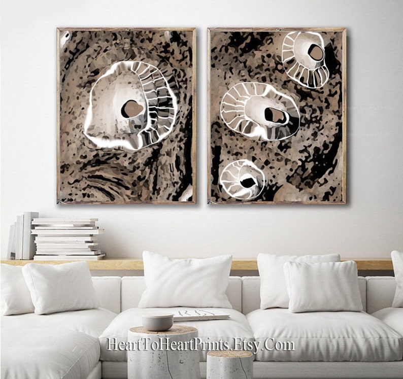 Dark Brown Abstract Wall Art Set of 2 Prints Modern Abstract Etsy