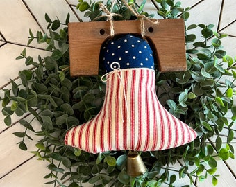 Liberty bell (A), fabric and reclaimed barn wood liberty bell