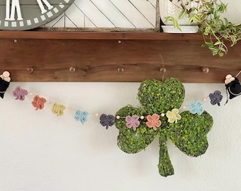 St Patrick’s day banner, clover garland, muted rainbow banner, Irish decor, pots of gold