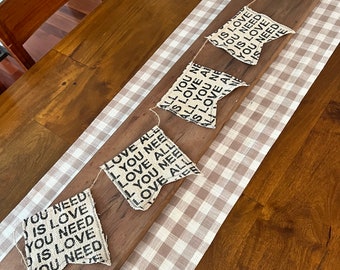 Valentines bunting, neutral valentines banner, love is all you need graphic banner