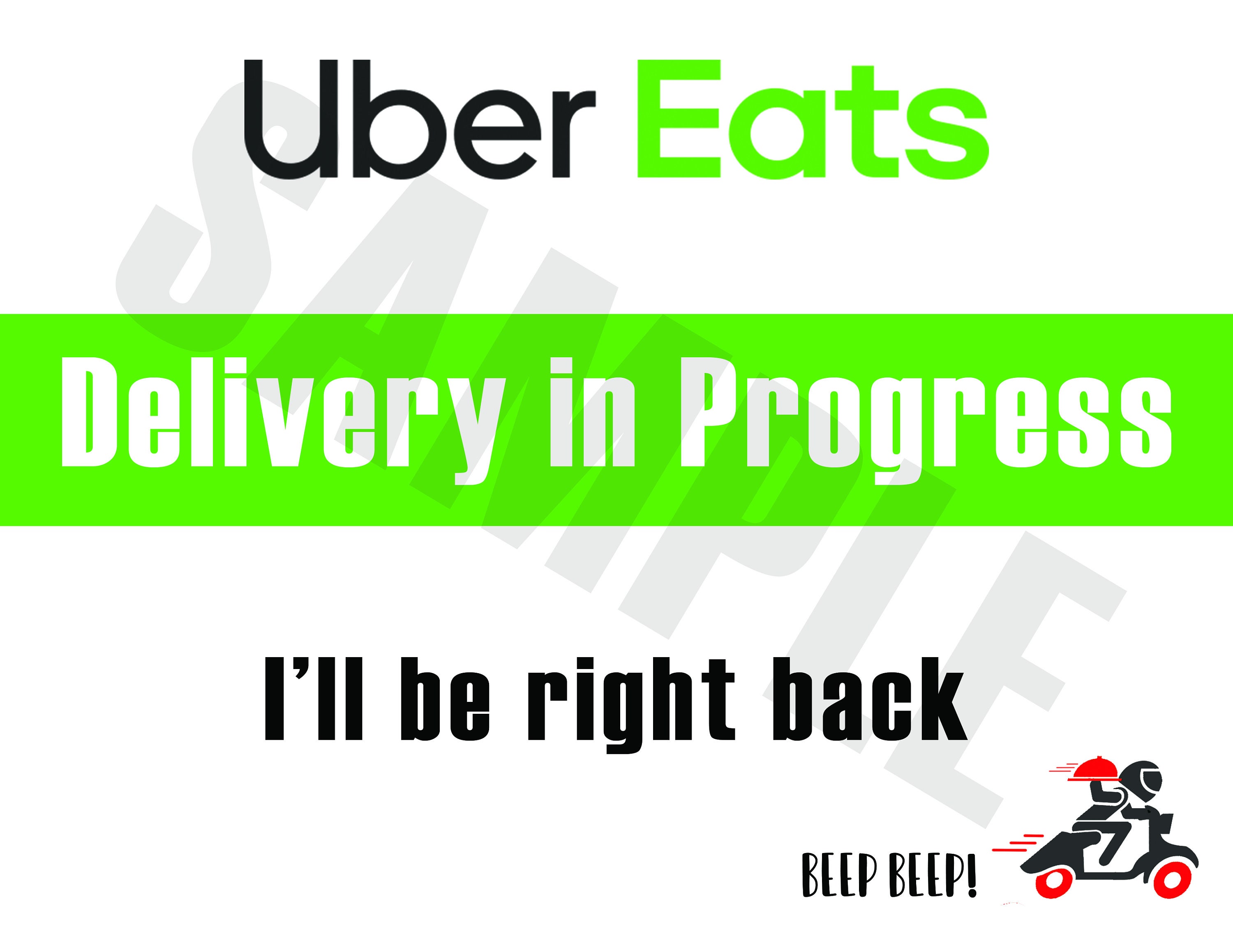 Uber Eats Printable Entregas En Proceso Sign For Your Car Dashboard 