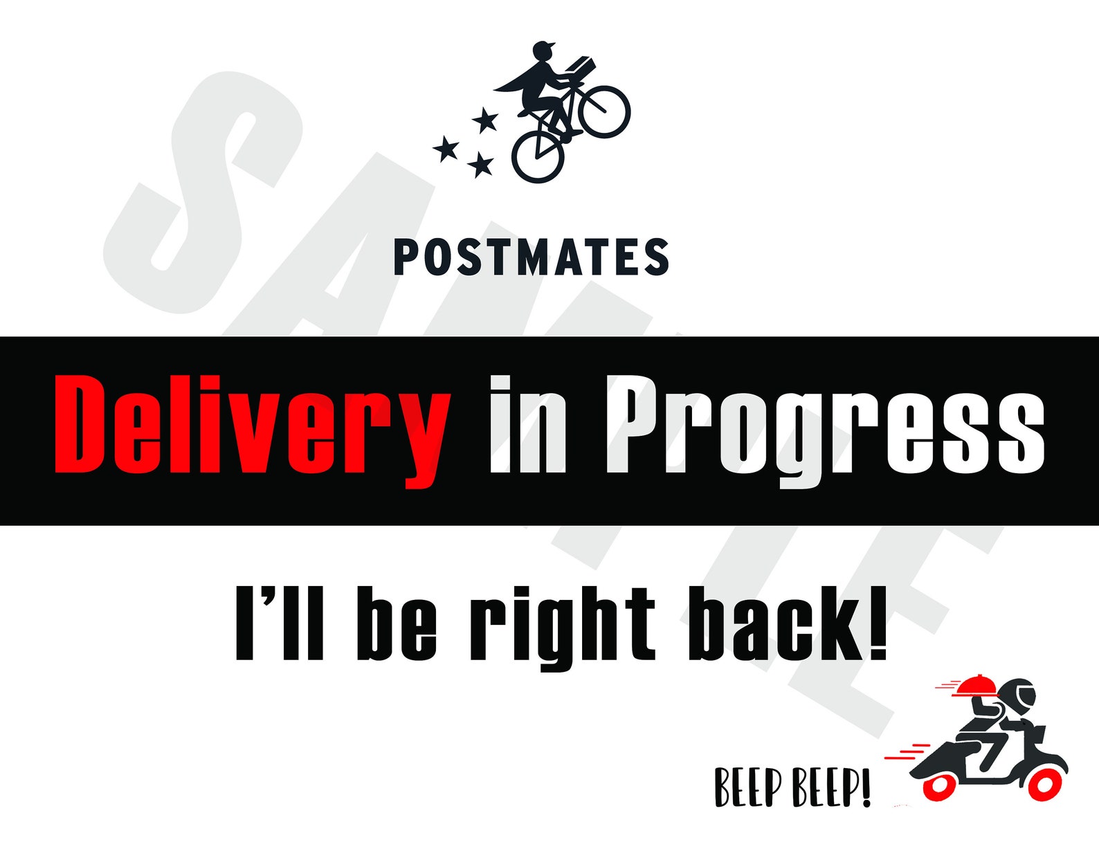 Postmates Printable Delivery in Progress sign Etsy