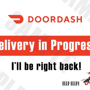 Door Dash - Druckbares Schild mit der Aufschrift „Lieferung läuft“ für das Armaturenbrett Ihres Autos