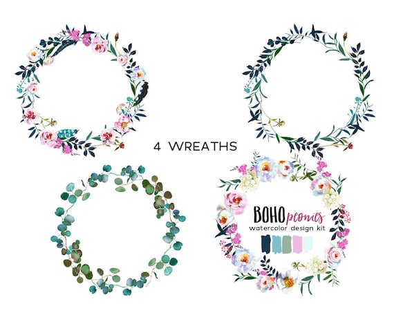 Rosa Weisse Pfingstrose Bilderrahmen Blumen Boho Chic Kranze Etsy