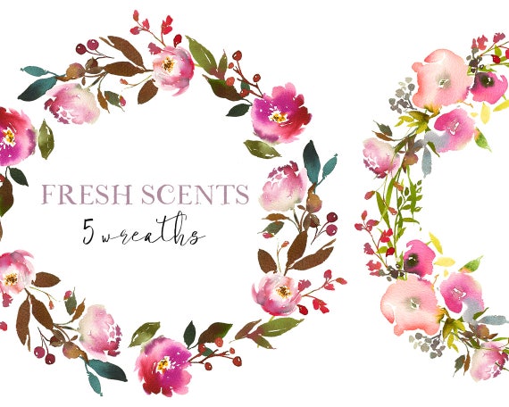Rosa Fiori Di Pesco Peonie Rose Corone Dellacquerello Clipart Matrimonio Clip Art Png Floreale Invito Vivaio Arte Baby Doccia Bambini Ragazze Decor