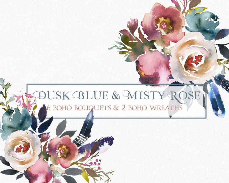 Watercolor Pastelle Flowers Digital Clipart PNG Bouquets | Etsy