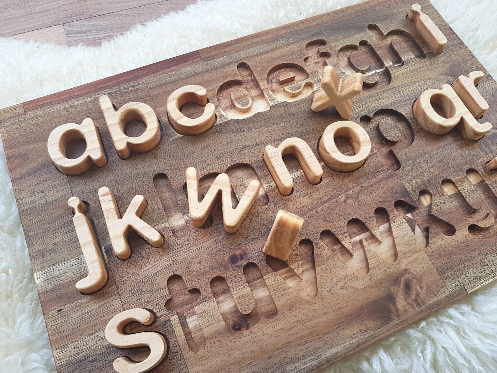 Lowercase Wooden Alphabet Letters puzzle Tracing letter board | Etsy