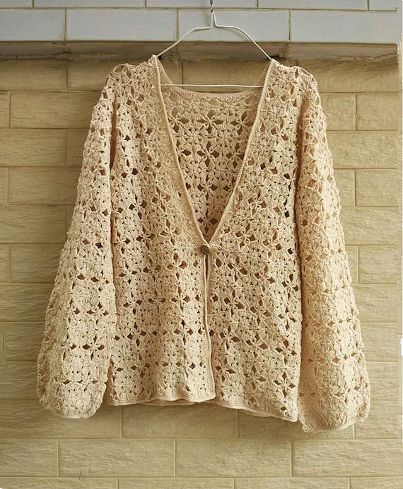 Items similar to Granny Square Crochet Sweater Boho Cardigan on Etsy