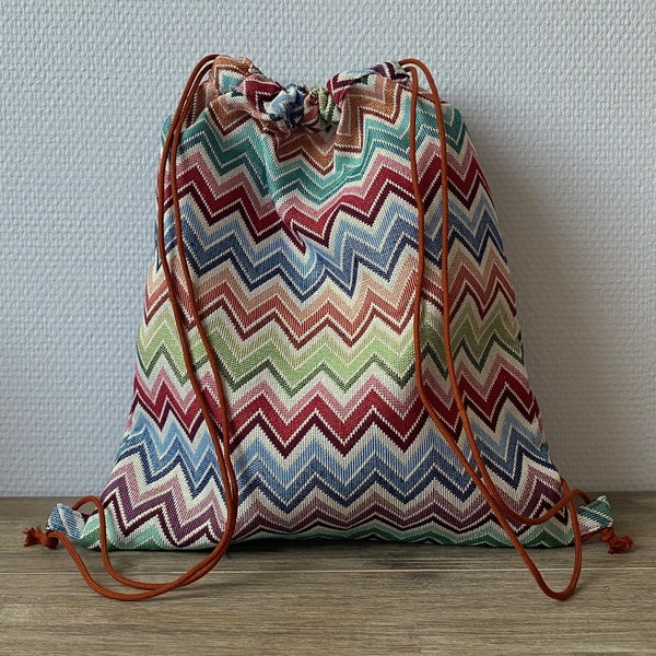 Rugzak, zigzag, stof, schooltas, nursery bag