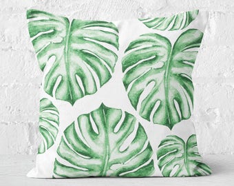 Monstera Leaf Pillow Cover Abstract Monstera Leaf Pillow Cover Abstract
