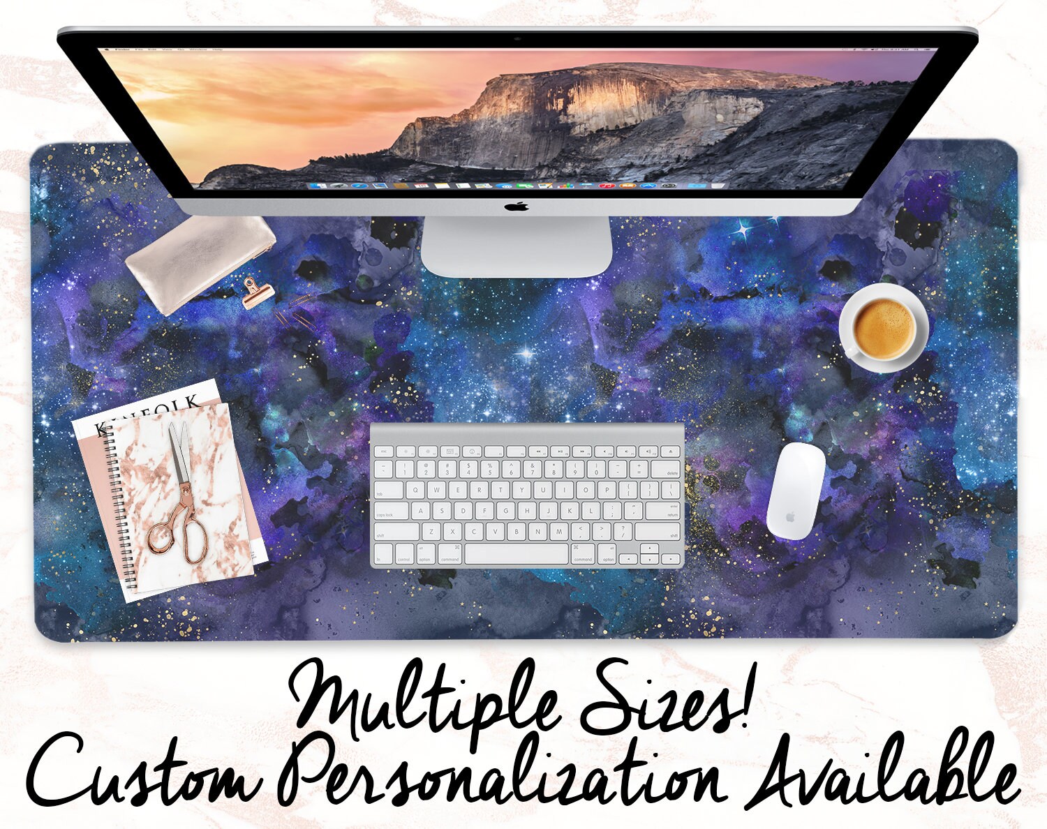 Galaxy Extra Large Desk Mat Custom Monogram Etsy