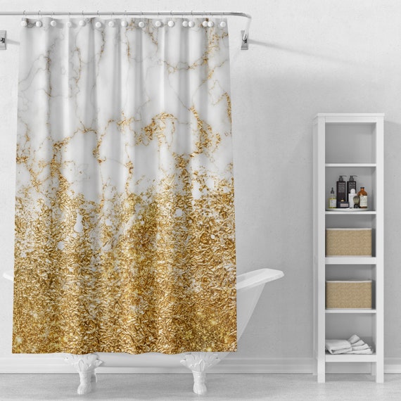 Marble Faux Gold Shower Curtain Or Bath Mat Faux Gold Shower Curtain Or Bath Mat, Gold Shower Curtain
