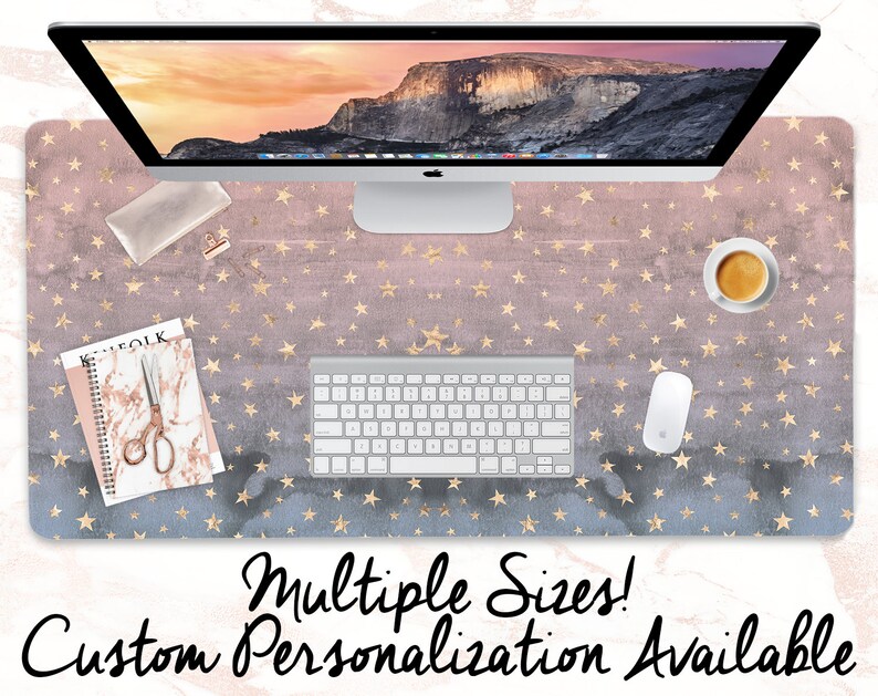 Rose Gold Stars On Dusk Desk Mat Extra Large Image 0 Xl 18 X 36 Mat