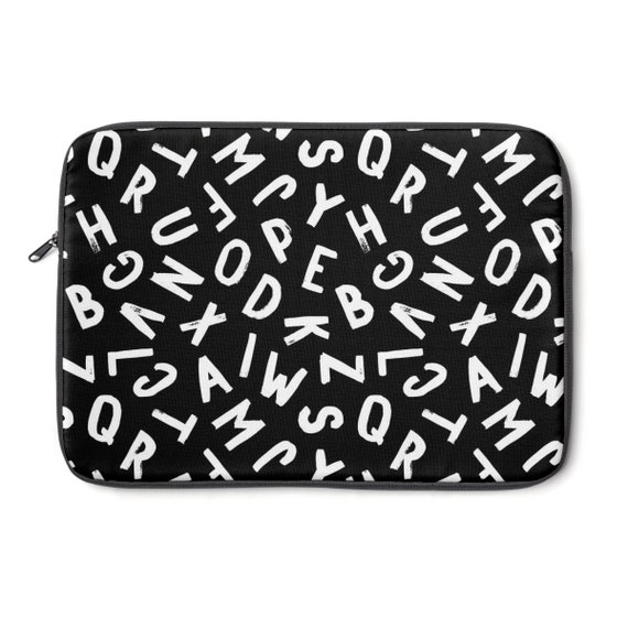 Typo Laptop Sleeve black & white laptop sleeve alphabet Etsy