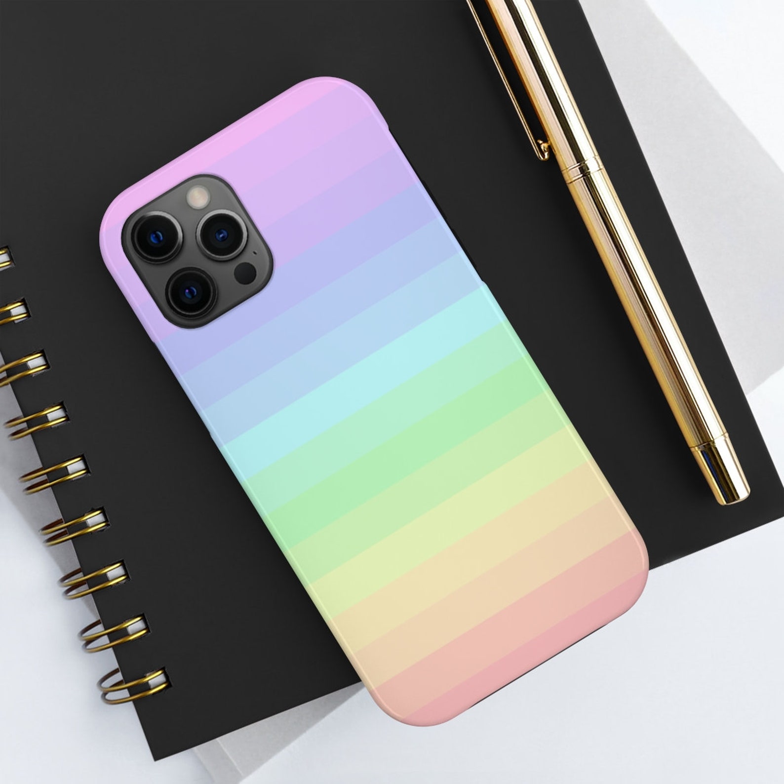 Pastel Rainbow Phone Case custom personalization glossy or Etsy