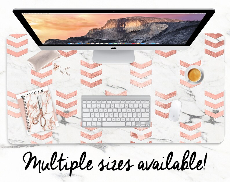 Chevron Marble Desk Mat Extra Large Desk Mat Custom Desk Etsy