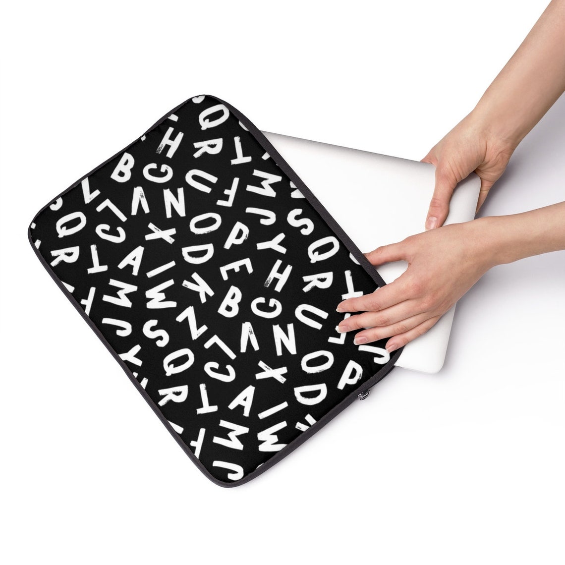 Typo Laptop Sleeve black & white laptop sleeve alphabet Etsy