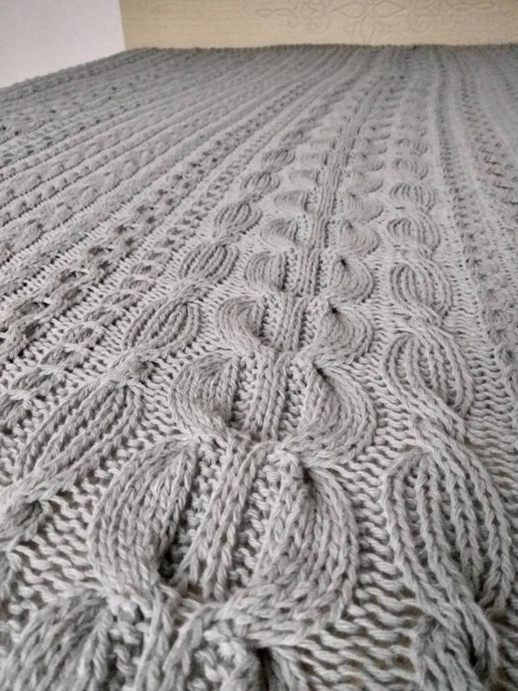 Cable Hand Knit Cashmere Woolen Blanket King Size Blanket Etsy