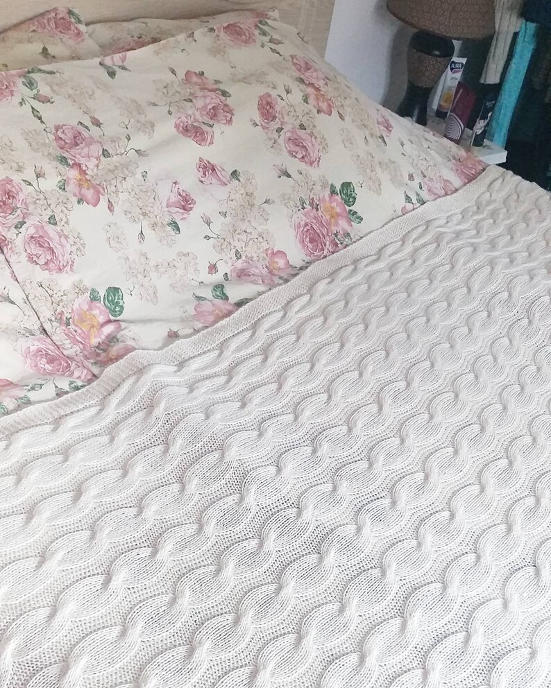 Natural 100 cashmere hand knit blanket made entirely of Etsy