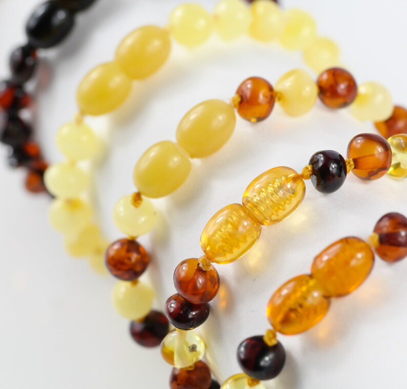 Quality amber bracelet for kid and adult Safety knotted amber bracelet Premium polished Baltic amber bead/'s Choose your size and color