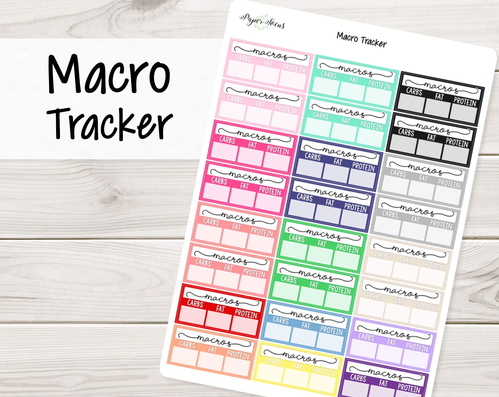 macro tracker multicolor planner stickers macro counter etsy