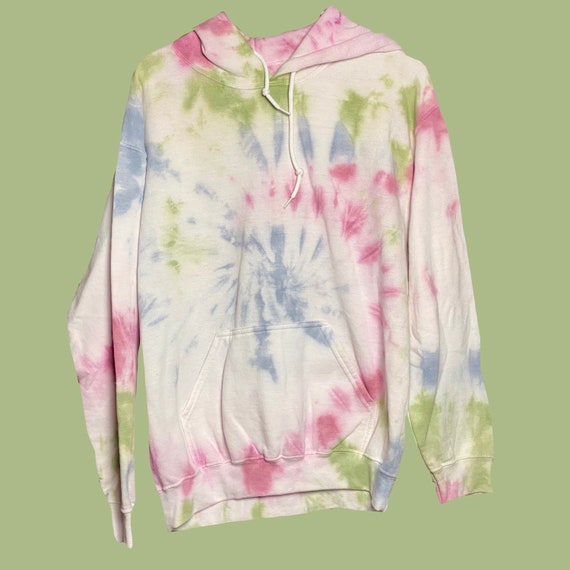 Tie Dye Women's Spiral Pink/Green Pullover Hoodie
