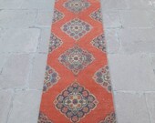Vintage Oushak Rug Runner Hallway Runner Rug Red Color Turkish Rug Runner Long Narrow Runner Rug Aztec Rug 2 39 5 quot x 10 39 8 quot Feet Free Shipping