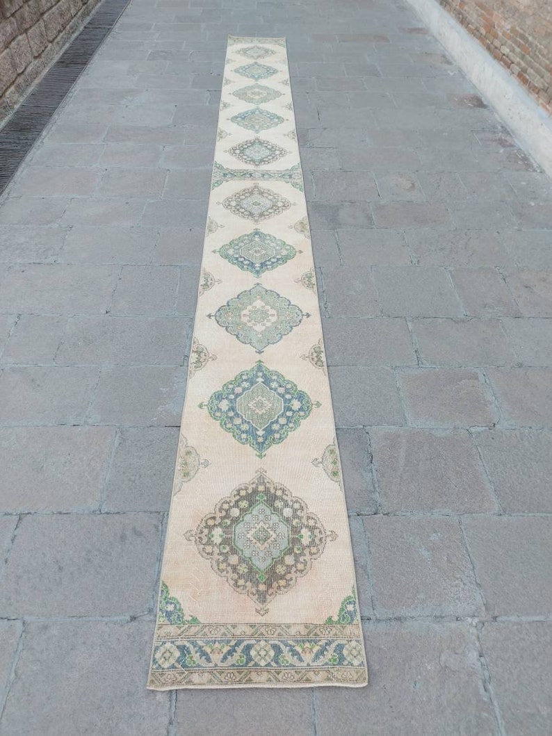 2'5 x 24'6 ft Extra Long Narrow Oushak Rug Runner, Tappeto turco Runner, Tappeto Stair Runner, Stairway Runner Tappeto, Corridoio Tappeto Runner, Runners immagine 2