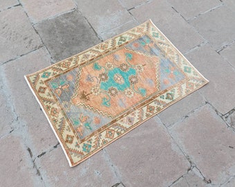 3 x 4 Oushak Rug, 2'6" x 4' ft Small Size Oushak Rug, Handmade Turkish Rug, Antique Bathroom Rug, Oriental Kitchen Rug, Mid Century Rug