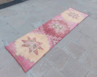 3x9 Runner Rug, 2'7" x 9'3" ft Vintage Handmade Turkish Runner Rug, 32" x 112" inches Antique Oushak Runner Rug, Boho Hallway Rug Runner