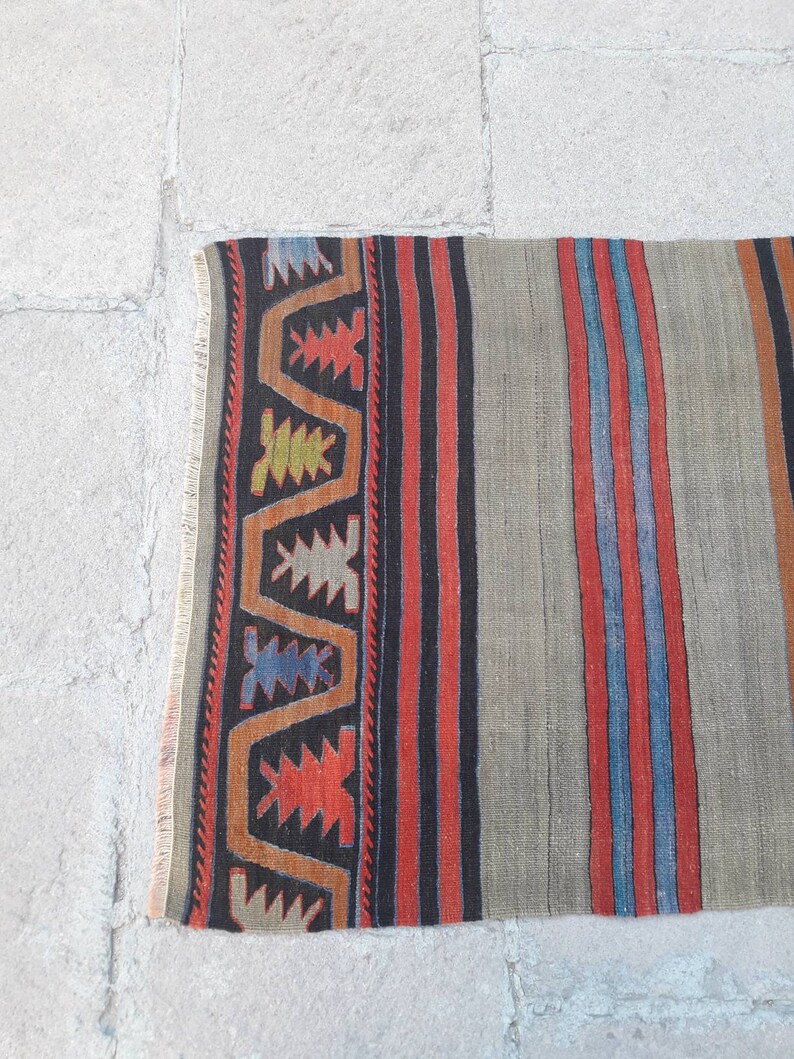 Vintage Kilim Rug Runner Turkish Kilim Rug Runner Hallway Runner Rug Oushak Kilim Rug Runner 2'6 x 12'6 ft Wool Rug Runner Free Shipping image 5