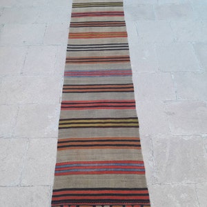 Vintage Kilim Rug Runner Turkish Kilim Rug Runner Hallway Runner Rug Oushak Kilim Rug Runner 2'6 x 12'6 ft Wool Rug Runner Free Shipping image 1