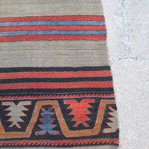 Vintage Kilim Rug Runner Turkish Kilim Rug Runner Hallway Runner Rug Oushak Kilim Rug Runner 2'6 x 12'6 ft Wool Rug Runner Free Shipping image 4