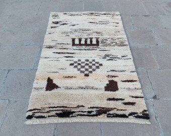 Rustic Primitive Home Decor Vintage Turkish Tulu Shaggy Rug, Mid Century Modern Oushak Flokati Rug, 4'4" x 6'6" ft Minimalist Area Rug