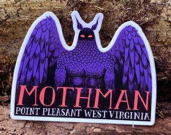 Mothman of Point Pleasant West Virginia Sticker - Spooky Cryptid Monster Folklore Horror Stickers