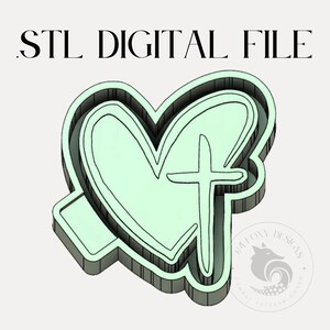 Heart with Cross Digital Design for Freshie Blank Mold Housing Molding 3d Printer File .STL STL