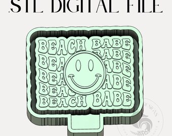 Beach Babe Smiley Digital Design for Freshie Blank Mold Housing Molding 3d Printer File .STL STL