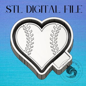 Heart Baseball Softball Digital Design for Freshie Blank Mold Housing Molding 3d Printer File .STL STL