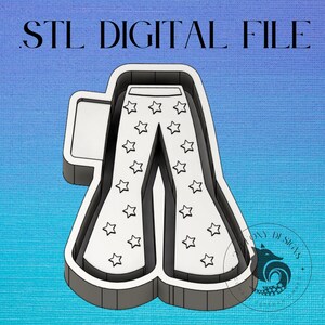 Bell Bottom Star Jeans Digital Design for Freshie Blank Mold Housing Molding 3d Printer File .STL STL