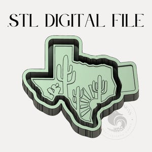Texas Desert Scene Digital Design for Freshie Blank Mold Housing Molding 3d Printer File .STL STL